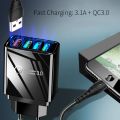 หัวชาร์จ Usb 4 Port 3USB 3.1A+1PD Type-c Fast Charge Adapter ชาร์จได้ 4 เครื่องพร้อมกัน ปลั๊กชาร์จไฟบ้าน หัวปลั๊กชาร์จเร็ว ลดราคาสุดๆ for Samsung  Vivo Oppo Xiaomi Iphone MJ5. 