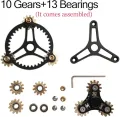 Pure Brass Fidget Spinner Gears Linkage Fidget Gyro Toy Metal DIY Hand Spinner Spins Long Time EDC Focus Meditation Break Bad Habits ADHD with Multiple Premium Bearings (13 Bearings Black). 