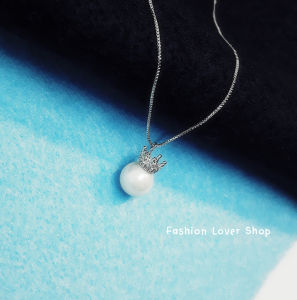 สร้อยคอ สร้อยแฟชั่น สร้อย จี้มงกุฎ ไข่มุก มงกุฎ CZ ชุบทองคำขาว MOP Crown Pearl Cubic Zirconia มินิมอล minimal ❤พร้อมส่ง