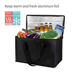 Reusable Thermal Insulated Cooler Bags For Food Storage / Large Shopping Bag With Zipper / Foldable Washable Food Delivery Bag / Portable Beer Aluminum Foil Insulation Cooler Bags