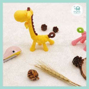 ELLYFUN Full Silicone Giraffe w/ case Baby Teether Toy Natural & Organic BPA-Free Silicone BT0101