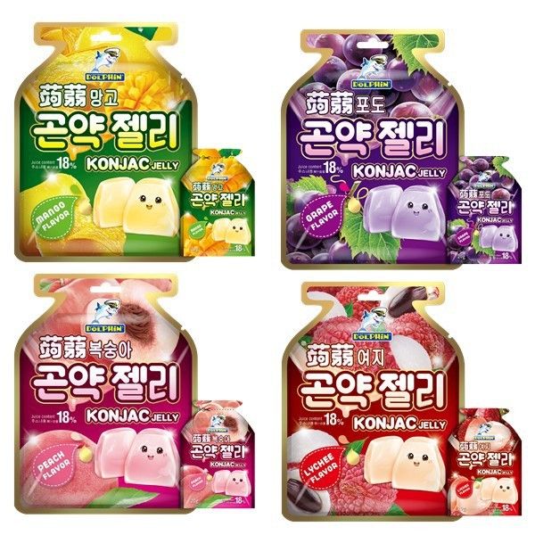 Dolphin Konjac Jelly Grape/Lychee/Mango/Peach 20g x 15 pcs / Dolphin ...