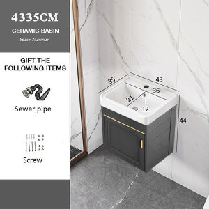 FLASH SALE BLACK 43 cm 18 inches Aluminum Bathroom Cabinet Basin SetSink with Mirror and Shelf Basin Kabinet Mirror toilet sink