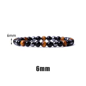 Tiger Eye Natural Stone Bead Bracelet Magnetic Hematite Black Obsidian Stone Beaded Bangles For Men Women Reiki Energy Jewelry