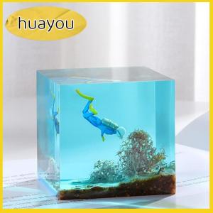 huayou อุปกรณ์เติมเรซินขนาดเล็กรูปทิวทัศน์3D นักดำน้ำเครื่องประดับเรซินเสน่ห์ทำอุปกรณ์แม่พิมพ์ซิลิโคนสำหรับงานฝีมือทำมือทำจากเรซินแบบทำมือ