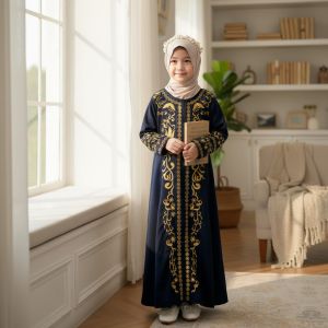 ABAYA ANAK HITAM PUTIH BORDIR MAULID SHAYBAH ARAB GAMIS MEWAH GL FASHION