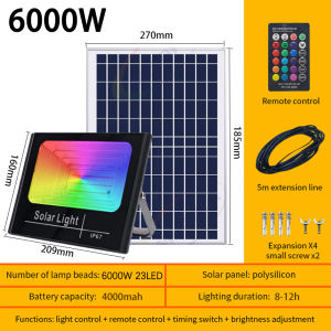 10000W Solar Light Outdoor Waterproof RGB Solar Lights Colorful Outdoor Lights Solar with Remote Control Solar Garden Lights Decorative Lights Christmas Lights