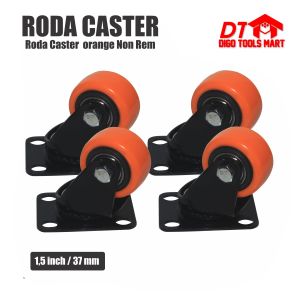 Roda Caster Plat Tebal Hidup 1.5 Inci Tanpa Rem Roda Nylon Kunci Tebal 1 Pcs