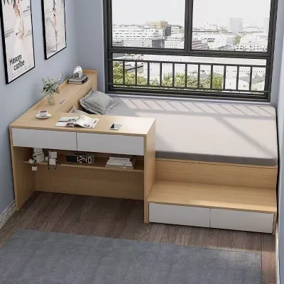 Combination single bed small-sized tatami bed desk integrated storage and storage multifunctional bed modern and simple