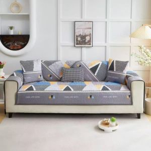 LEEGO Non Slip Thick Sofa Seat Cover Wavy Quilted Sofa Cushion Washable Furniture Protector Home Living Room Decoration