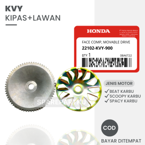 KVY PAKET 2 KIPAS GIGI LAWAN RUMAH ROLLER BEAT KARBU / KIPAS LAWAN RUMAH ROLLER BEAT LAMA / KIPAS CVT SCOOPY KARBU / SPACY KARBU / PULLEY DEPAN HONDA / FACE DRIVE KIPAS ROLLER / PULLY