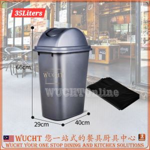 【WUCHT】35LT SWING TOP GARBAGE BIN 35 liters Dustbin Grey Trash Bin 垃圾桶 35L Tong Sampah