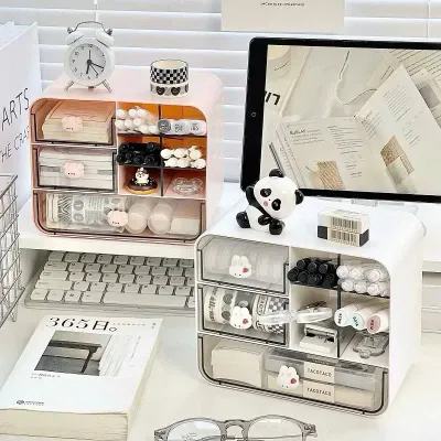 Tủ Mini 9 Ngăn Lớn Mã 333 - Khay Nhựa Thỏ Vuông Đựng Bút Cute Trang Trí Bàn Học Decor kệ mini tủ mini derco tủ nhựa kệ nhựa