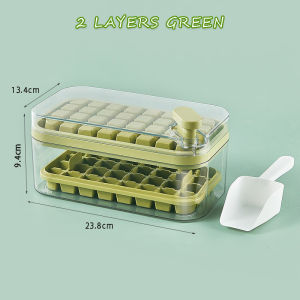 Acuan Ais 64 Grids Silicone Lid Ice Cube Mold Storage Box Double Tray DIY Frozen Food Jelly Ball 制冰盒