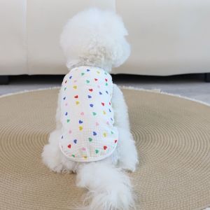 DGFDF Soft Cotton Dog Vest Heart Pattern Thin Pet Short Shirt Cute Cozy Cat Hoodie Spring Summer Season