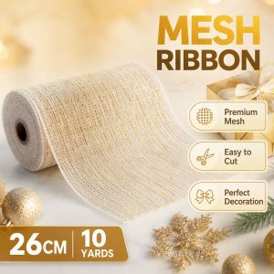 Wreath Mesh Ribbon Gold Silver Glitter Deco Mesh Roll Craft DIY Xmas Tree Ornament Bow Gift Wrap Wedding Party