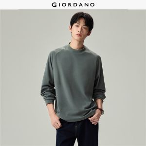 GIORDANO Men T-Shirts Polar Fleece Warm Tee Mock Neck Raglan Sleeve Fashionable Casual Relaxed T-Shirts 13026606