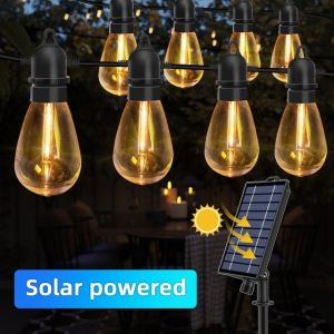 Powdeom Lampu Solar String S14 Tiger Raya dengan Remote Pintar | 15M Anti Pecah Kalis Air | Panel Solar Berprestasi Tinggi | Lampu Patio Tahan Cuaca