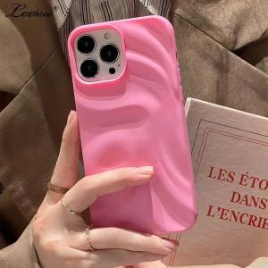 Luxury Water Ripple Wrinkle Matte Case for iPhone 16 15 14 Pro Max 12 11 13 Candy Solid Color Wave Pattern Soft Silicone Cover