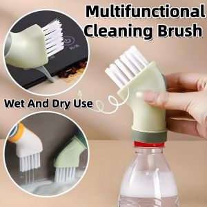 2Pcs Multifunctional Cleaning Brush Crevice Brush Water Spray Wiping Gap Brush Can Be Connected To Mineral Water Bottle Wet Dry Dual-use Brush Flat Head Brush