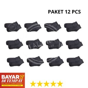 Kaos Kaki Pendek Sekolah SD SMP SMA 12 Pcs Hitam Tebal Bahan Spandex Halus Lembut Menyerap Keringat Lusinan LKK007