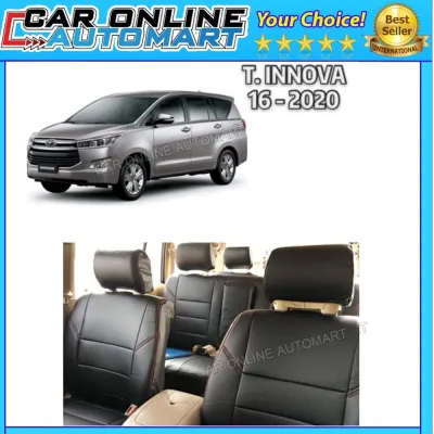 TOYOTA INNOVA 2016 - 2020 SEMI LEATHER CUSTOM FIT OEM CAR SEAT COVER BLACK ( 8 Headrest + 1 Armrest )