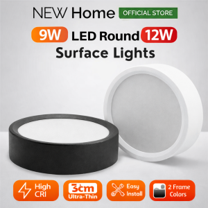New Home LED Round Surface Light 9W 12W–Ultra Thin 3cm | Black & White |Ceiling Surface Mounted Lamp