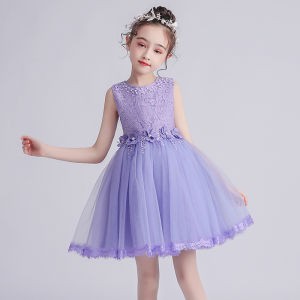 Kids Girlss Dress Wedding Party Clothes Flower Beading Ball Gown Princess Summer Girls Frock Costumes Childrens Elegant Dress for 3 4 5 6 7 8 9 10 11 12 13 14 years old