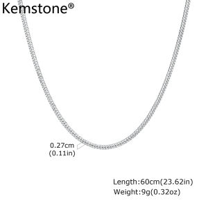 Kemstone Stainless Steel Encrypted 4-Face Grinding Lockbone Chain Necklace for Men