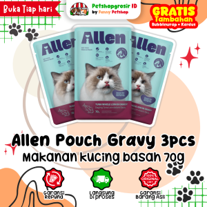 Allen pouch Whole Loin Gravy 70gr 3pcs Makanan Kucing Basah Premium Dewasa Grain Free Omega 3