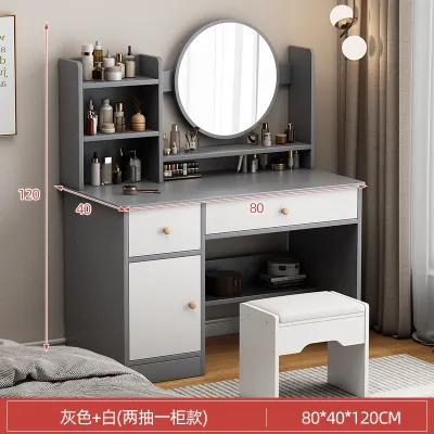 Meja Solek 梳妆台 Dressing Table with LED Light Space Saving Vanity Table for Makeup Storage Cosmetic Table with Drawers Beauty Table for Women