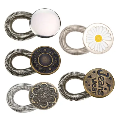 5PCS Kancing Celana Jeans Metalic Button Extender Aksesoris Kancing Jeans Pengait Celana Kebesaran Bisa Dilepas Detachable Waist Button Tanpa Dijahit Pembesar Kancing Lubang Waist Button