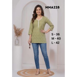 Women’s Short Kurti – Floral Printed Cotton | 3/4 Sleeves MMA Series