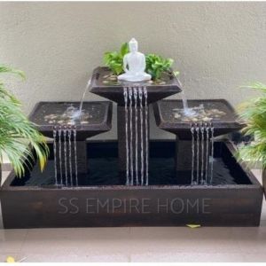 S3 Brown Feng Shui 5x3 Sandstone Water Pond Fountain Garden Water Feature Balinese 风水流水喷泉瀑布池 Deco Fish Waterfall Home