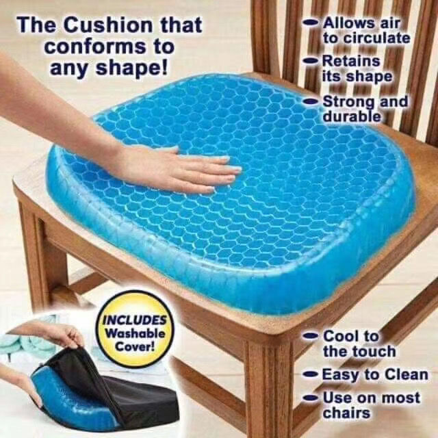 TJA Gel Seat Cushion Double Soft With NonSlip Cover Sunny Seat