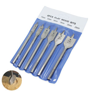 6Pcs Flat Boring Hex Shank Spade Bits Wood Drill Paddle Flat Bits 10/12/16/18/20/25mm Bit Wood Tool