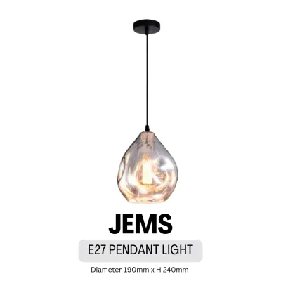 Premium Jems Jewel Design E27 Chrome Rose Gold Pendant Light 4Home GSE