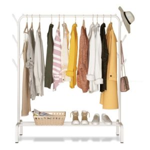 Single Stand Hanger Gawang Besi Kuat Putih Hitam Gawangan Gantungan Baju Serbaguna
