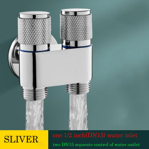 High Quality 2 Way Angle Valve black SUS304 Stainless double switch Nylon cloth is given as a gift Two Way Angle Valve 1/2"x 1/2"