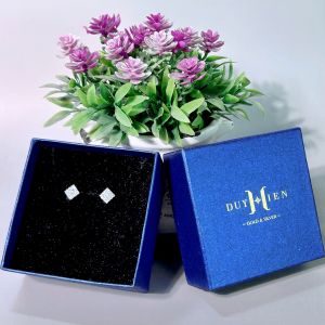 Bông Tai Bạc Nữ Kiểu Nụ Đá Hình Vuông Cá Tính Trẻ Trung Hiện Đại - Vàng Bạc Duy Hiển