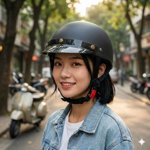 DANSHOP Mũ bảo hiểm nửa đầu lưỡi trai kiểu dáng phượt đơn giản hàng chính hãng bảo hành 12 tháng Sundy helmet SJC THỜI TRANG