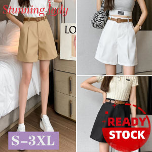 Stunning Lady Plus Size High Waist Wide Leg Cotton Shorts for Women Summer Loose Casual Five-point Suit Pants