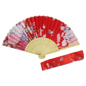 Flower Folding Fan with Bag Vintage Bamboo Hand Fans for Women Girls Performances Dance Decorations Music Festival Gift