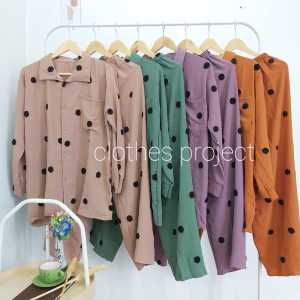 Clothes Project - Setelan Fica Crincle Polka Wanita Dewasa Terbaru Motif Urigiri