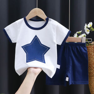 Cute Cartoon Suitable For Soft Cotton T-shirts For infants And Young Children aged 0-2 Paired with Shorts