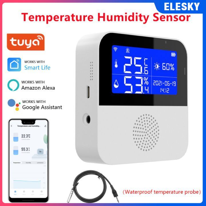 Elesky 2 PCS Tuya WIFI Temperature Humidity Sensor Home Assistant
