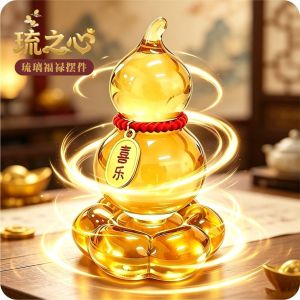 已开光 招财 Crystal Gourd Decorative Piece - A Lucky Home Decoration Item From Fu Luo Home. A Rotating Ancient-style Decorative Item for Attracting Wealth. A Home Gift. 水晶葫芦摆件福禄家居装饰礼品乔迁开业旋转古风装饰招财家居礼物