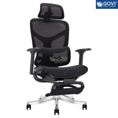 Ghế công thái học Govi Alex 04 tựa lưng tự động nâng đỡ thắt lưng đệm mút định hình dày dặn khóa ngả lưng 3 vị trí chân nhôm đúc cao cấp