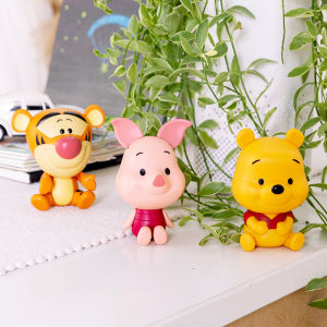 PAPITE【Ready Stock】WINNIEช้อนส้อมมีดหมีพูห์หมีไวนิลสไตล์Winnieหมีเสือน้อยหมูน้อยรุ่นQตกแต่งเค้กตุ๊กตาประดับ
