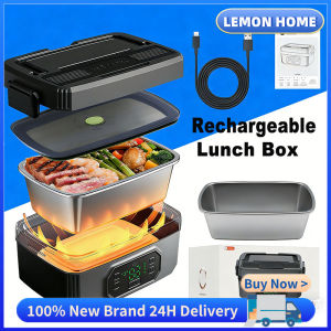 Rechargeable Insulated Lunch Box 1.2L Cordless Electric Lunch Box Portable Bento Box 304 Stainless Steel Food Storage Container Portable Food Warmer Food Steamer for Office School Outdoor Camping